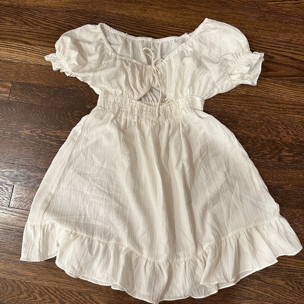 CIDER white cut out bow dress